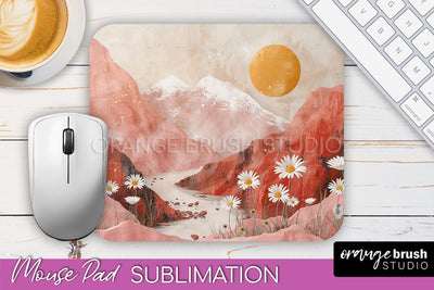 Boho Mouse Pad, Minimalist Landscape Mousepad Sublimation Sublimation OrangeBrushStudio 