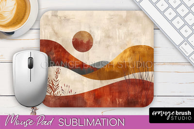 Boho Mouse Pad, Minimalist Landscape Mousepad Sublimation Sublimation OrangeBrushStudio 