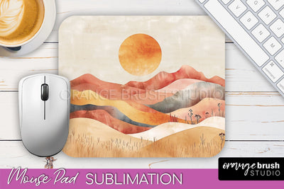 Boho Mouse Pad, Minimalist Landscape Mousepad Sublimation Sublimation OrangeBrushStudio 