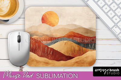 Boho Mouse Pad, Minimalist Landscape Mousepad Sublimation Sublimation OrangeBrushStudio 