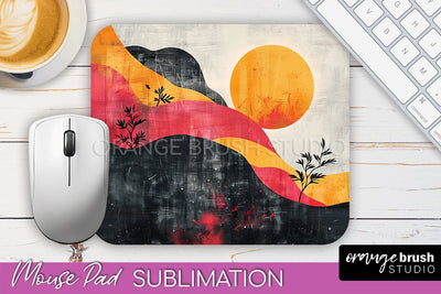 Boho Mouse Pad, Minimalist Landscape Mousepad Sublimation Sublimation OrangeBrushStudio 