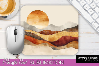 Boho Mouse Pad, Minimalist Landscape Mousepad Sublimation Sublimation OrangeBrushStudio 