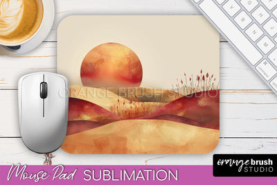 Boho Mouse Pad, Minimalist Landscape Mousepad Sublimation Sublimation OrangeBrushStudio 