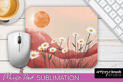 Boho Mouse Pad, Minimalist Landscape Mousepad Sublimation Sublimation OrangeBrushStudio 