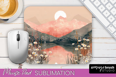 Boho Mouse Pad, Minimalist Landscape Mousepad Sublimation Sublimation OrangeBrushStudio 