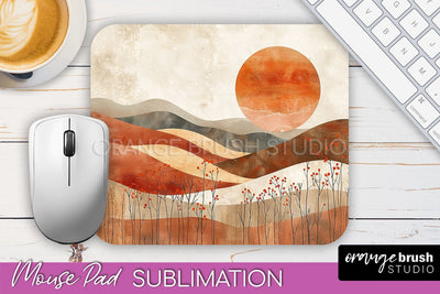 Boho Mouse Pad, Minimalist Landscape Mousepad Sublimation Sublimation OrangeBrushStudio 