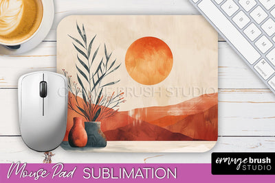 Boho Mouse Pad, Minimalist Landscape Mousepad Sublimation Sublimation OrangeBrushStudio 