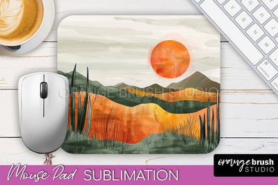 Boho Mouse Pad, Minimalist Landscape Mousepad Sublimation Sublimation OrangeBrushStudio 