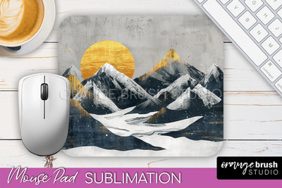 Boho Mouse Pad, Minimalist Landscape Mousepad Sublimation Sublimation OrangeBrushStudio 