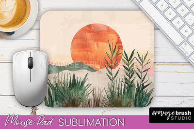 Boho Mouse Pad, Minimalist Landscape Mousepad Sublimation Sublimation OrangeBrushStudio 