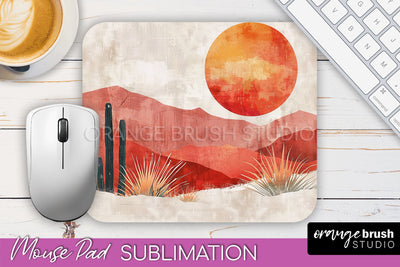 Boho Mouse Pad, Minimalist Landscape Mousepad Sublimation Sublimation OrangeBrushStudio 
