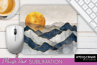 Boho Mouse Pad, Minimalist Landscape Mousepad Sublimation Sublimation OrangeBrushStudio 