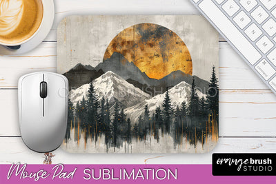 Boho Mouse Pad, Minimalist Landscape Mousepad Sublimation Sublimation OrangeBrushStudio 