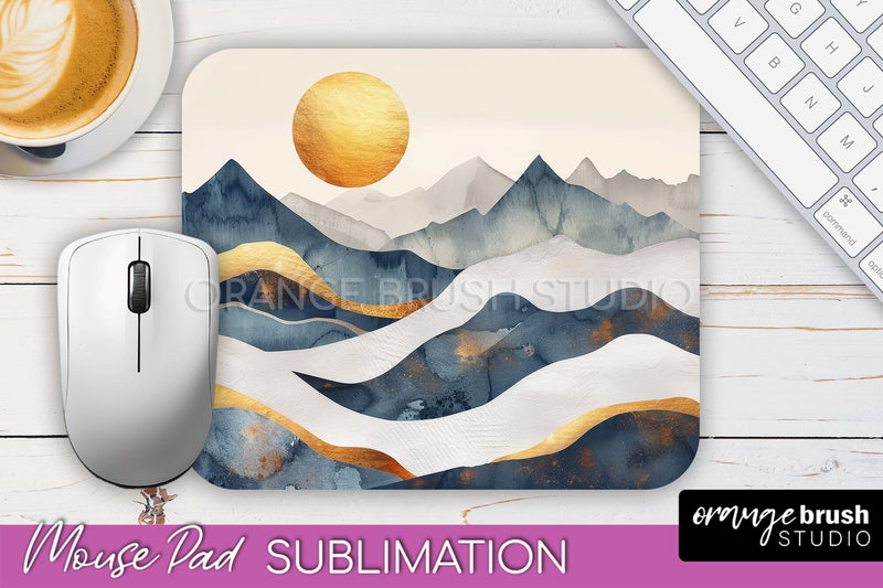 Boho Mouse Pad, Minimalist Landscape Mousepad Sublimation Sublimation OrangeBrushStudio 