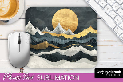 Boho Mouse Pad, Minimalist Landscape Mousepad Sublimation Sublimation OrangeBrushStudio 