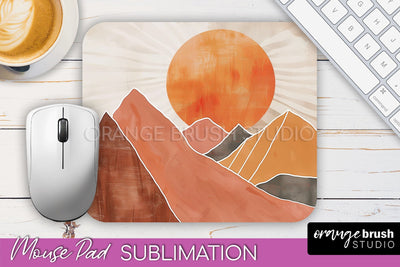 Boho Mouse Pad, Minimalist Landscape Mousepad Sublimation Sublimation OrangeBrushStudio 
