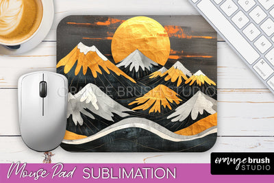 Boho Mouse Pad, Minimalist Landscape Mousepad Sublimation Sublimation OrangeBrushStudio 