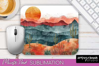 Boho Mouse Pad, Minimalist Landscape Mousepad Sublimation Sublimation OrangeBrushStudio 
