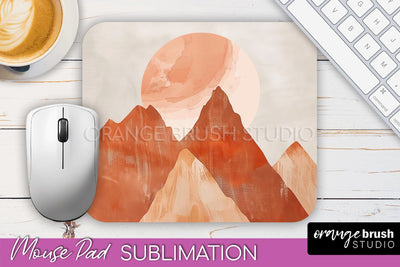 Boho Mouse Pad, Minimalist Landscape Mousepad Sublimation Sublimation OrangeBrushStudio 