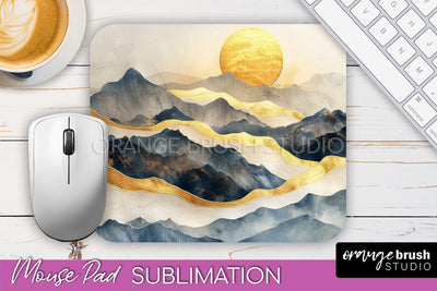 Boho Mouse Pad, Minimalist Landscape Mousepad Sublimation Sublimation OrangeBrushStudio 