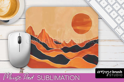 Boho Mouse Pad, Minimalist Landscape Mousepad Sublimation Sublimation OrangeBrushStudio 
