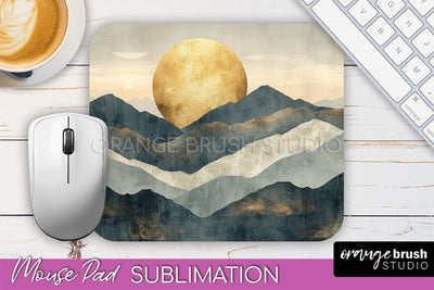 Boho Mouse Pad, Minimalist Landscape Mousepad Sublimation Sublimation OrangeBrushStudio 