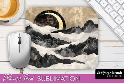Boho Mouse Pad, Minimalist Landscape Mousepad Sublimation Sublimation OrangeBrushStudio 