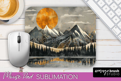 Boho Mouse Pad, Minimalist Landscape Mousepad Sublimation Sublimation OrangeBrushStudio 
