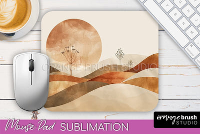 Boho Mouse Pad, Minimalist Landscape Mousepad Sublimation Sublimation OrangeBrushStudio 