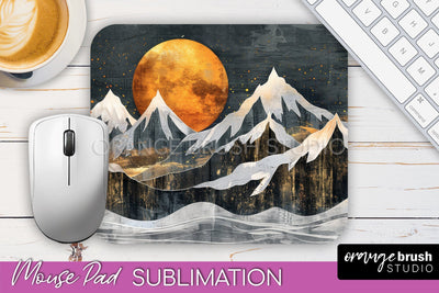 Boho Mouse Pad, Minimalist Landscape Mousepad Sublimation Sublimation OrangeBrushStudio 