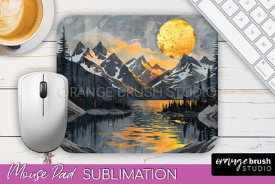Boho Mouse Pad, Minimalist Landscape Mousepad Sublimation Sublimation OrangeBrushStudio 