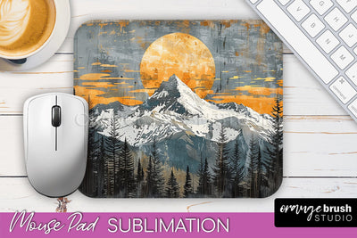 Boho Mouse Pad, Minimalist Landscape Mousepad Sublimation Sublimation OrangeBrushStudio 