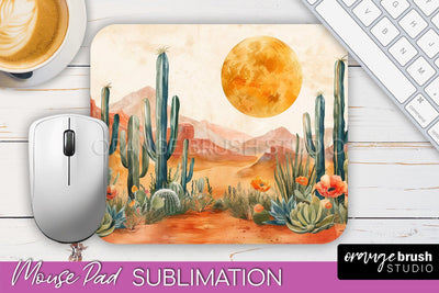 Boho Mouse Pad, Minimalist Landscape Mousepad Sublimation Sublimation OrangeBrushStudio 