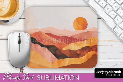 Boho Mouse Pad, Minimalist Landscape Mousepad Sublimation Sublimation OrangeBrushStudio 