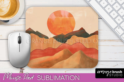 Boho Mouse Pad, Minimalist Landscape Mousepad Sublimation Sublimation OrangeBrushStudio 