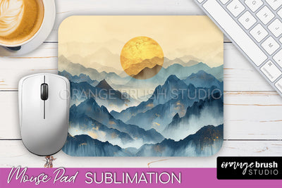 Boho Mouse Pad, Minimalist Landscape Mousepad Sublimation Sublimation OrangeBrushStudio 