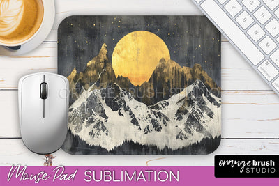 Boho Mouse Pad, Minimalist Landscape Mousepad Sublimation Sublimation OrangeBrushStudio 