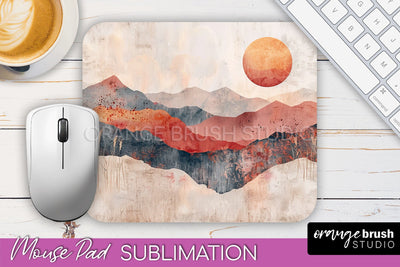 Boho Mouse Pad, Minimalist Landscape Mousepad Sublimation Sublimation OrangeBrushStudio 