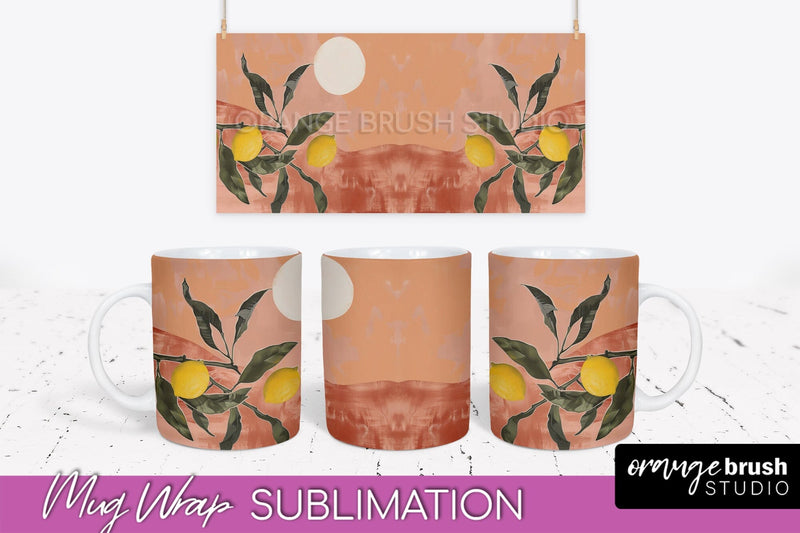 Boho Mug Wrap - Minimalist Landscape Mug Sublimation Design Sublimation OrangeBrushStudio 