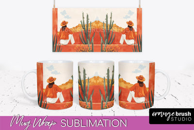 Boho Mug Wrap - Minimalist Landscape Mug Sublimation Design Sublimation OrangeBrushStudio 