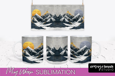 Boho Mug Wrap - Minimalist Landscape Mug Sublimation Design Sublimation OrangeBrushStudio 