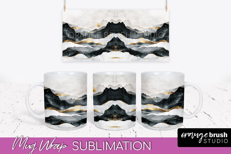 Boho Mug Wrap - Minimalist Landscape Mug Sublimation Design Sublimation OrangeBrushStudio 