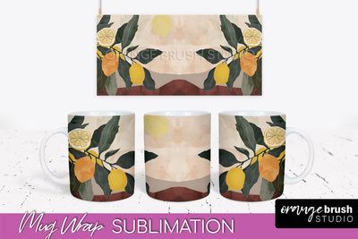 Boho Mug Wrap - Minimalist Landscape Mug Sublimation Design Sublimation OrangeBrushStudio 