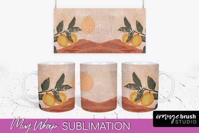 Boho Mug Wrap - Minimalist Landscape Mug Sublimation Design Sublimation OrangeBrushStudio 