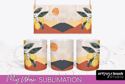 Boho Mug Wrap - Minimalist Landscape Mug Sublimation Design Sublimation OrangeBrushStudio 