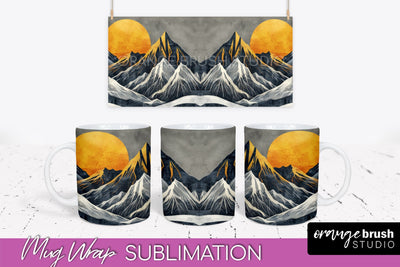 Boho Mug Wrap - Minimalist Landscape Mug Sublimation Design Sublimation OrangeBrushStudio 