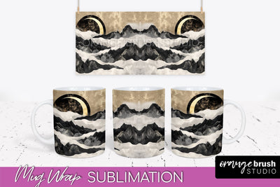 Boho Mug Wrap - Minimalist Landscape Mug Sublimation Design Sublimation OrangeBrushStudio 
