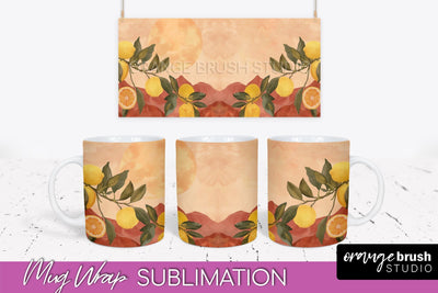 Boho Mug Wrap - Minimalist Landscape Mug Sublimation Design Sublimation OrangeBrushStudio 