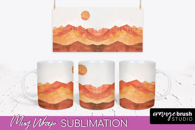 Boho Mug Wrap - Minimalist Landscape Mug Sublimation Design Sublimation OrangeBrushStudio 
