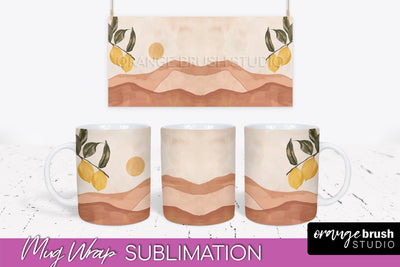 Boho Mug Wrap - Minimalist Landscape Mug Sublimation Design Sublimation OrangeBrushStudio 